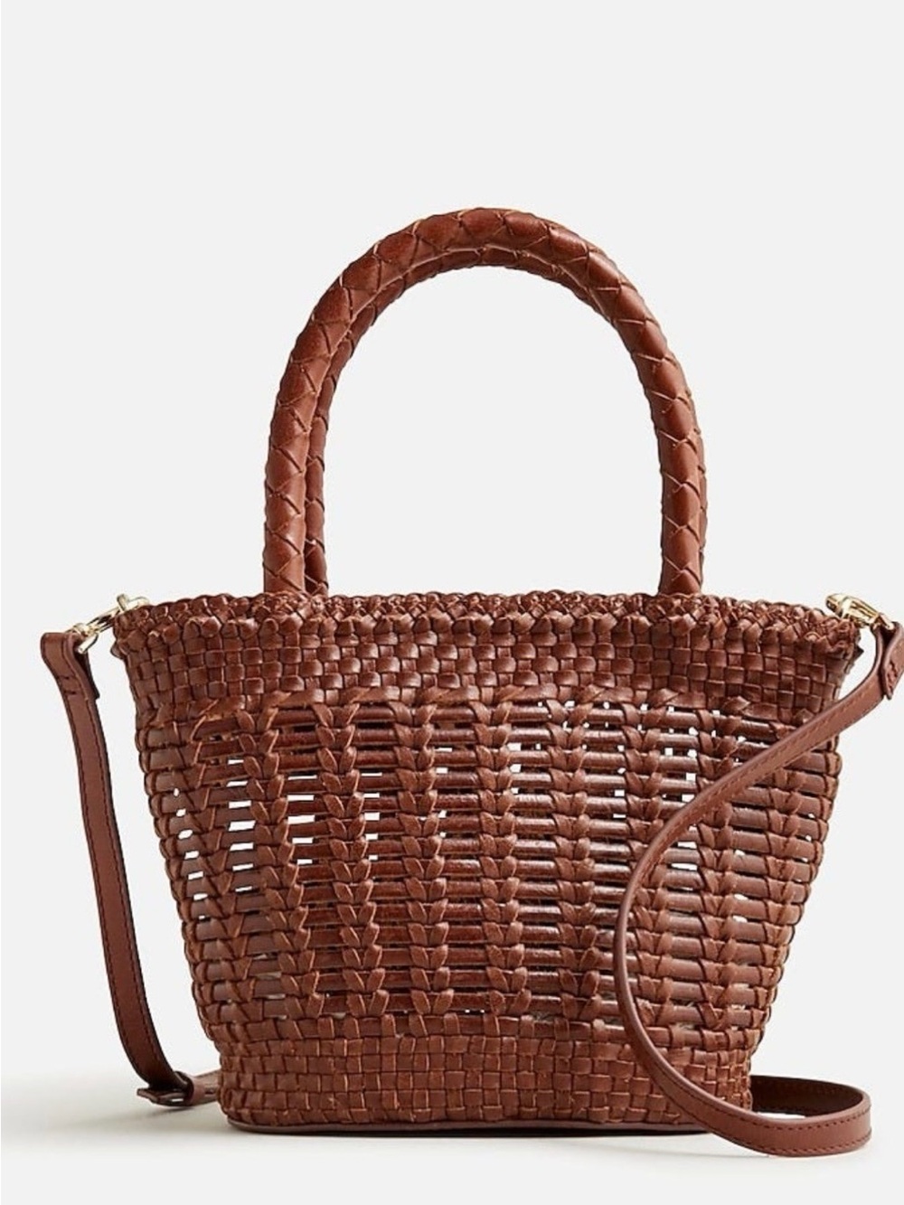 J. Crew Leather Small Open Weave Bag